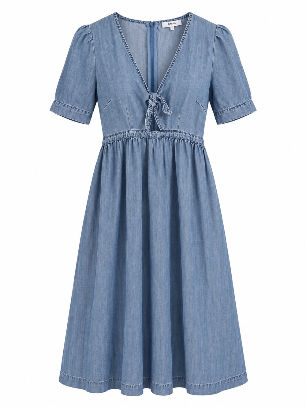 SUNCOO PARIS CHAMBRAY MIDI DRESS